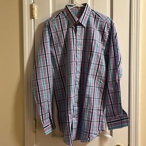 Peter Millar Men’s medium plaid button down - seaside finish